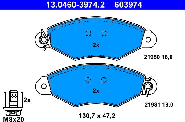 ATE 13.0460-3974.2 - Komplet Pločica, disk-kočnica www.molydon.hr