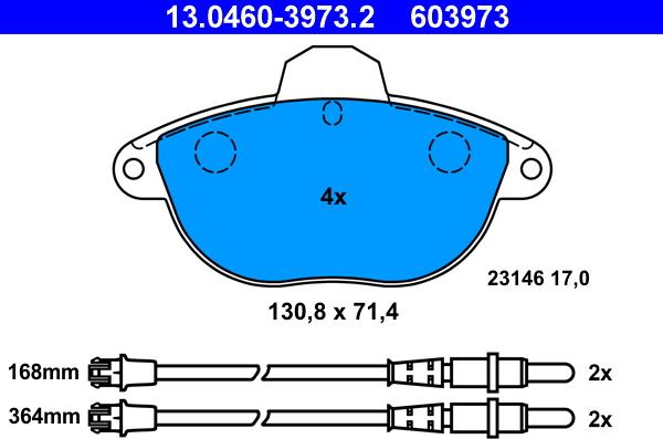 ATE 13.0460-3973.2 - Komplet Pločica, disk-kočnica www.molydon.hr