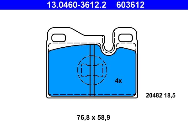 ATE 13.0460-3612.2 - Komplet Pločica, disk-kočnica www.molydon.hr