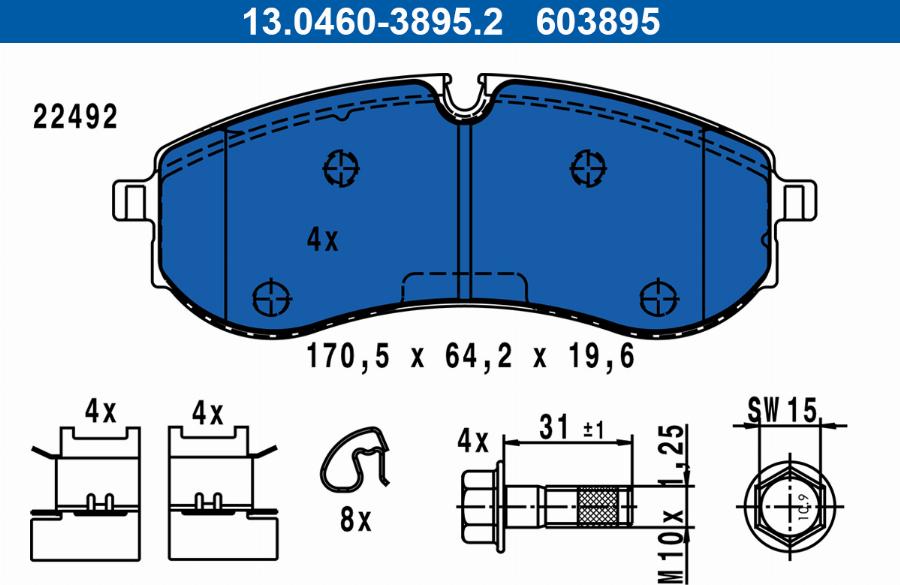 ATE 13.0460-3895.2 - Komplet Pločica, disk-kočnica www.molydon.hr