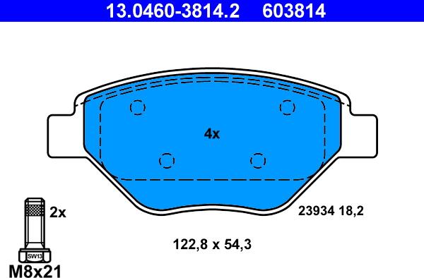 ATE 13.0460-3814.2 - Komplet Pločica, disk-kočnica www.molydon.hr