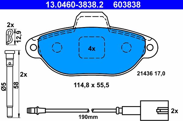 ATE 13.0460-3838.2 - Komplet Pločica, disk-kočnica www.molydon.hr