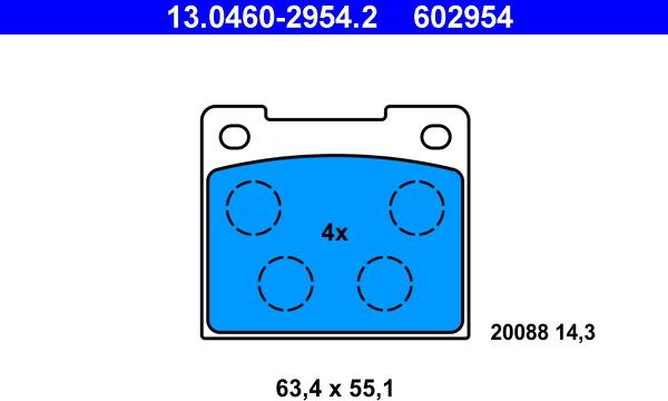 ATE 13.0460-2954.2 - Komplet Pločica, disk-kočnica www.molydon.hr