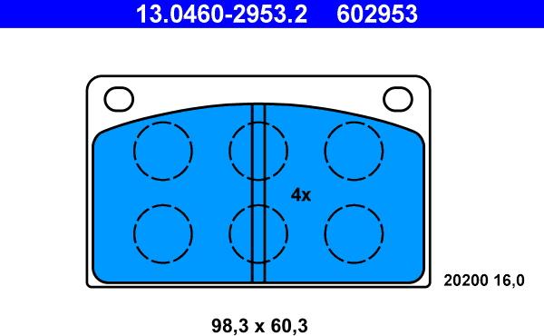 ATE 13.0460-2953.2 - Komplet Pločica, disk-kočnica www.molydon.hr