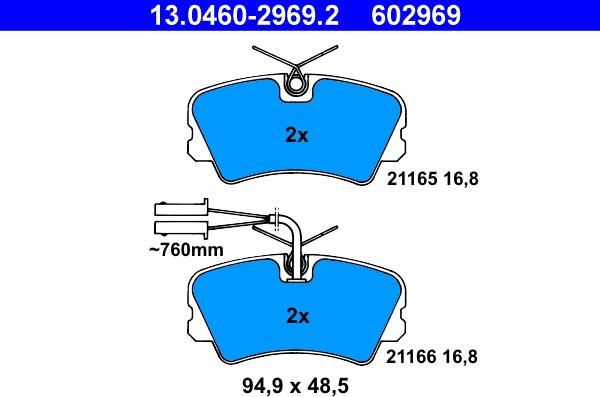 ATE 13.0460-2969.2 - Komplet Pločica, disk-kočnica www.molydon.hr