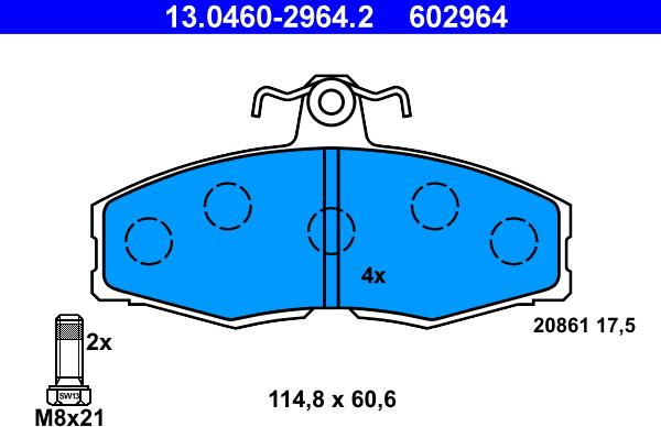 ATE 13.0460-2964.2 - Komplet Pločica, disk-kočnica www.molydon.hr