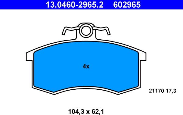 ATE 13.0460-2965.2 - Komplet Pločica, disk-kočnica www.molydon.hr