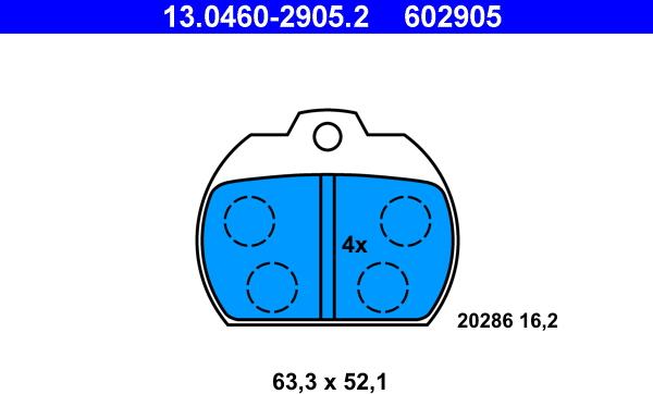 ATE 13.0460-2905.2 - Komplet Pločica, disk-kočnica www.molydon.hr