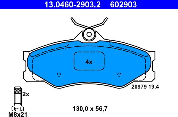 ATE 13.0460-2903.2 - Komplet Pločica, disk-kočnica www.molydon.hr