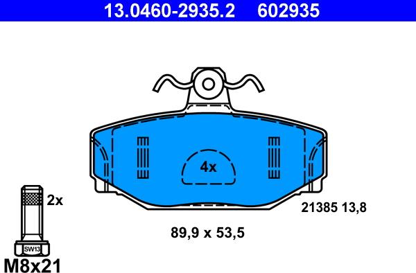 ATE 13.0460-2935.2 - Komplet Pločica, disk-kočnica www.molydon.hr