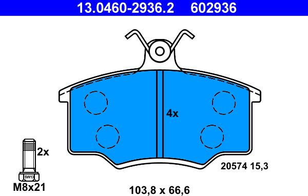 ATE 13.0460-2936.2 - Komplet Pločica, disk-kočnica www.molydon.hr