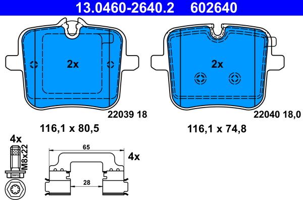 ATE 13.0460-2640.2 - Komplet Pločica, disk-kočnica www.molydon.hr