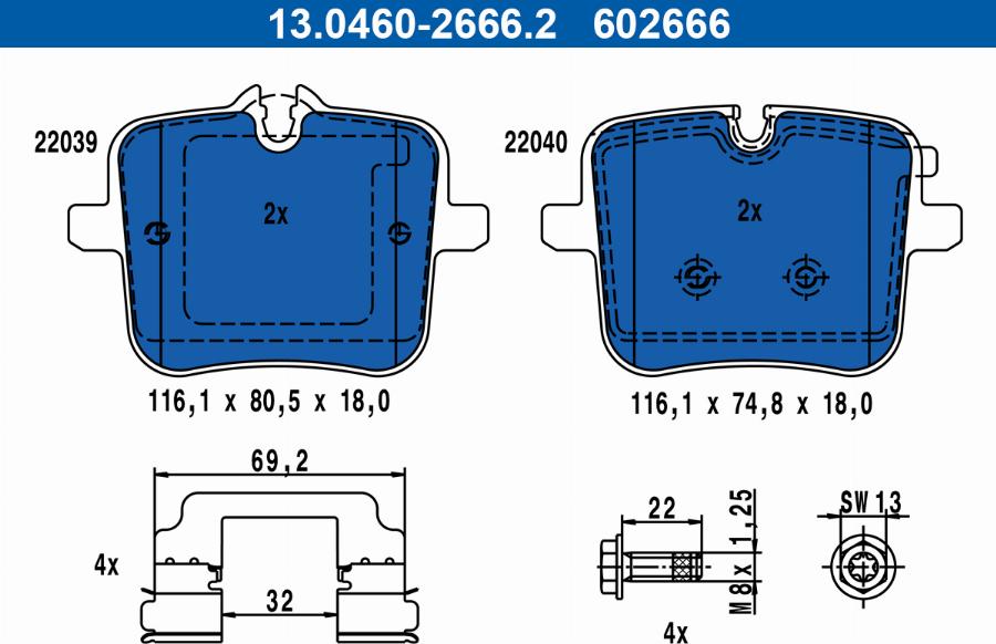 ATE 13.0460-2666.2 - Komplet Pločica, disk-kočnica www.molydon.hr