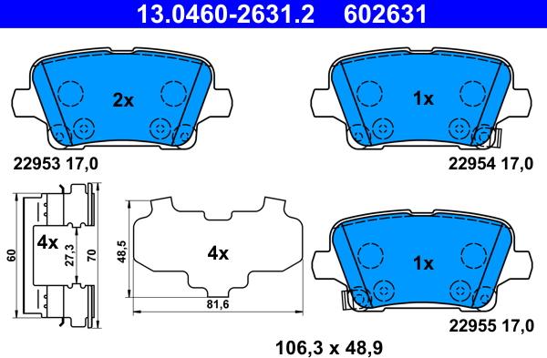 ATE 13.0460-2631.2 - Komplet Pločica, disk-kočnica www.molydon.hr