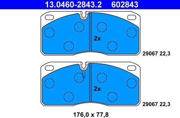 ATE 13.0460-2843.2 - Komplet Pločica, disk-kočnica www.molydon.hr