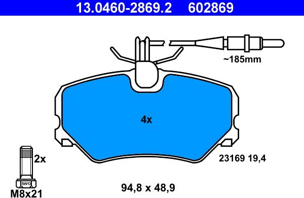 ATE 13.0460-2869.2 - Komplet Pločica, disk-kočnica www.molydon.hr