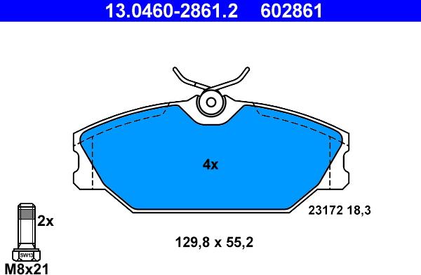 ATE 13.0460-2861.2 - Komplet Pločica, disk-kočnica www.molydon.hr