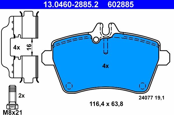 ATE 13.0460-2885.2 - Komplet Pločica, disk-kočnica www.molydon.hr