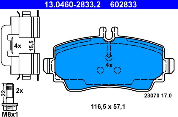 ATE 13.0460-2833.2 - Komplet Pločica, disk-kočnica www.molydon.hr