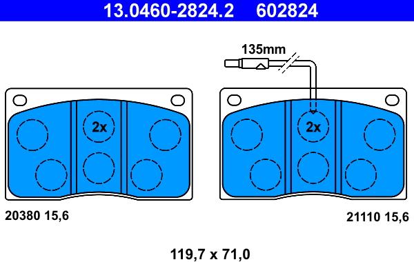 ATE 13.0460-2824.2 - Komplet Pločica, disk-kočnica www.molydon.hr