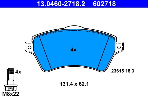 ATE 13.0460-2718.2 - Komplet Pločica, disk-kočnica www.molydon.hr