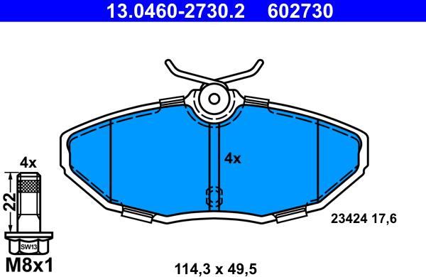 ATE 13.0460-2730.2 - Komplet Pločica, disk-kočnica www.molydon.hr