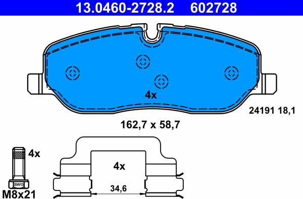 ATE 13.0460-2728.2 - Komplet Pločica, disk-kočnica www.molydon.hr