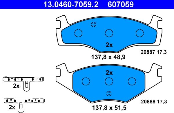 ATE 13.0460-7059.2 - Komplet Pločica, disk-kočnica www.molydon.hr