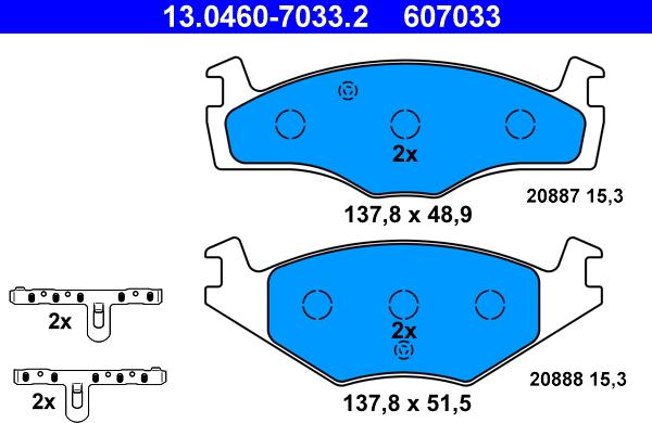 ATE 13.0460-7033.2 - Komplet Pločica, disk-kočnica www.molydon.hr