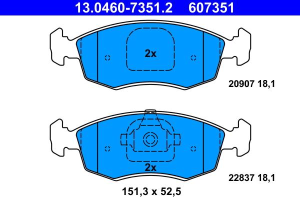 ATE 13.0460-7351.2 - Komplet Pločica, disk-kočnica www.molydon.hr