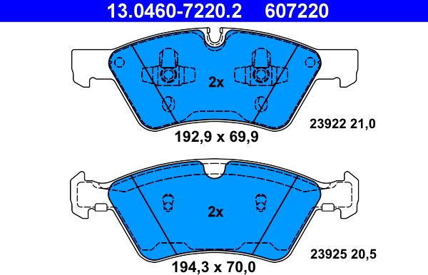 ATE 13.0460-7220.2 - Komplet Pločica, disk-kočnica www.molydon.hr