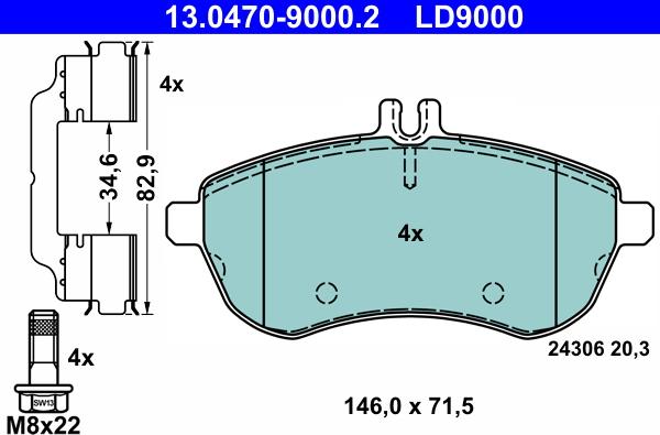 ATE 13.0470-9000.2 - Komplet Pločica, disk-kočnica www.molydon.hr