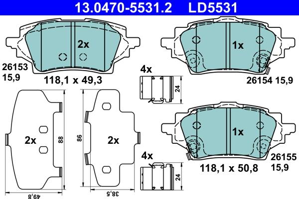 ATE 13.0470-5531.2 - Komplet Pločica, disk-kočnica www.molydon.hr