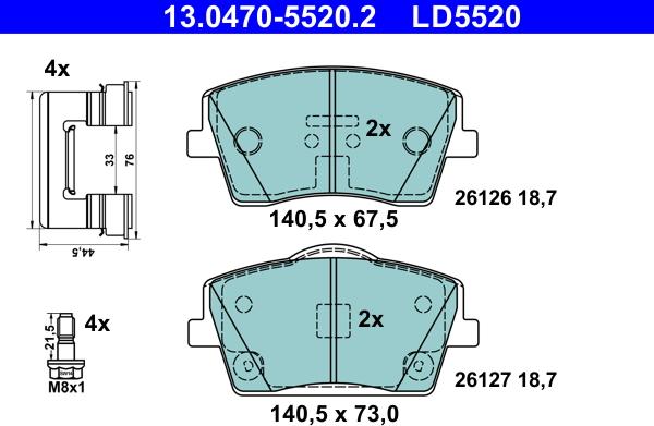 ATE 13.0470-5520.2 - Komplet Pločica, disk-kočnica www.molydon.hr