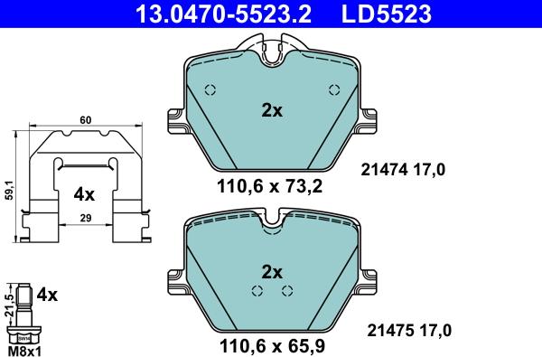 ATE 13.0470-5523.2 - Komplet Pločica, disk-kočnica www.molydon.hr