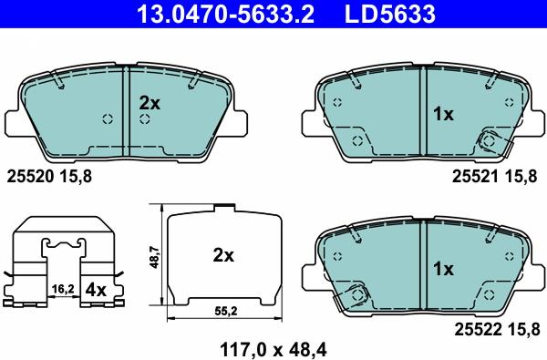 ATE 13.0470-5633.2 - Komplet Pločica, disk-kočnica www.molydon.hr