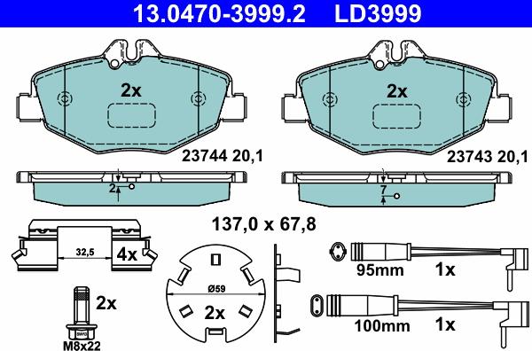 ATE 13.0470-3999.2 - Komplet Pločica, disk-kočnica www.molydon.hr