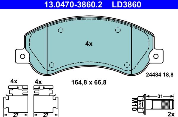 ATE 13.0470-3860.2 - Komplet Pločica, disk-kočnica www.molydon.hr