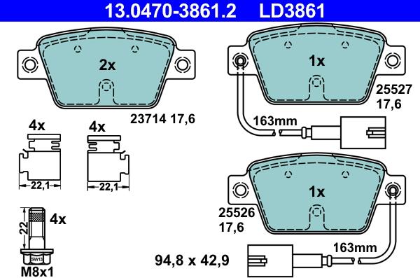 ATE 13.0470-3861.2 - Komplet Pločica, disk-kočnica www.molydon.hr