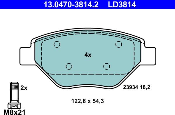 ATE 13.0470-3814.2 - Komplet Pločica, disk-kočnica www.molydon.hr