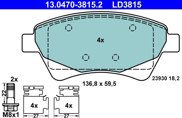 ATE 13.0470-3815.2 - Komplet Pločica, disk-kočnica www.molydon.hr