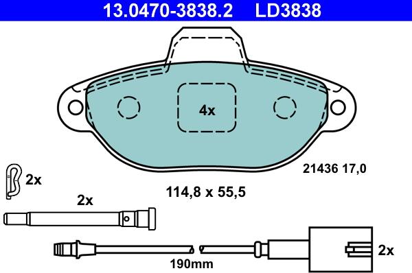 ATE 13.0470-3838.2 - Komplet Pločica, disk-kočnica www.molydon.hr