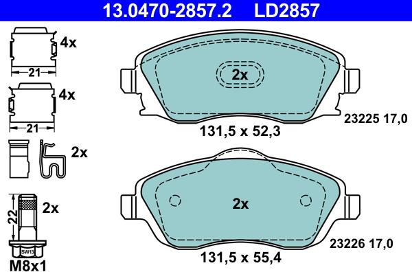 ATE 13.0470-2857.2 - Komplet Pločica, disk-kočnica www.molydon.hr