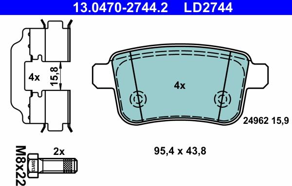 ATE 13.0470-2744.2 - Komplet Pločica, disk-kočnica www.molydon.hr