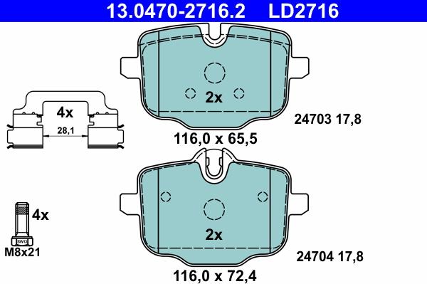 ATE 13.0470-2716.2 - Komplet Pločica, disk-kočnica www.molydon.hr