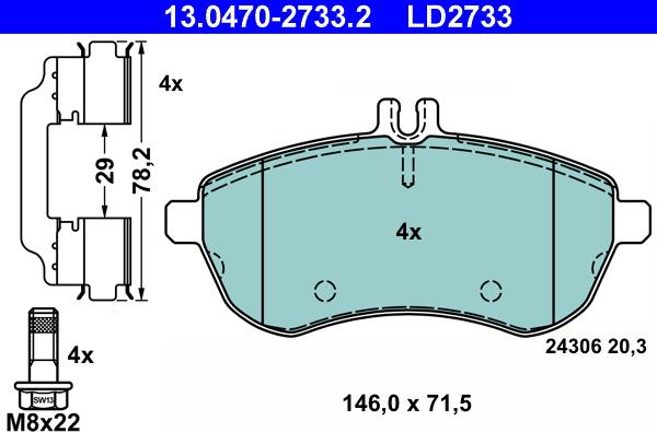 ATE 13.0470-2733.2 - Komplet Pločica, disk-kočnica www.molydon.hr