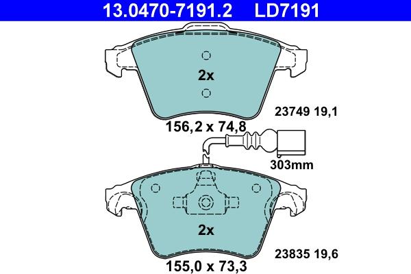 ATE 13.0470-7191.2 - Komplet Pločica, disk-kočnica www.molydon.hr