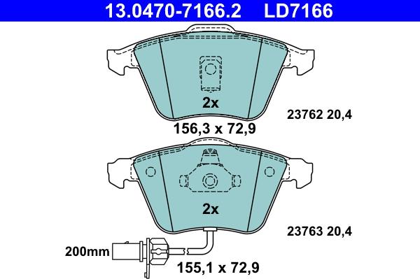 ATE 13.0470-7166.2 - Komplet Pločica, disk-kočnica www.molydon.hr