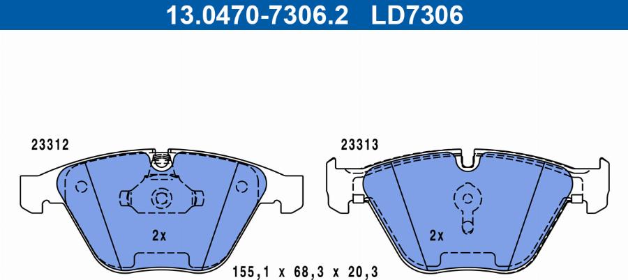 ATE 13.0470-7306.2 - Komplet Pločica, disk-kočnica www.molydon.hr