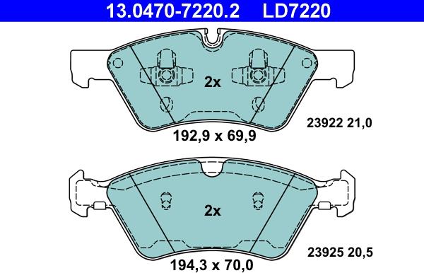 ATE 13.0470-7220.2 - Komplet Pločica, disk-kočnica www.molydon.hr